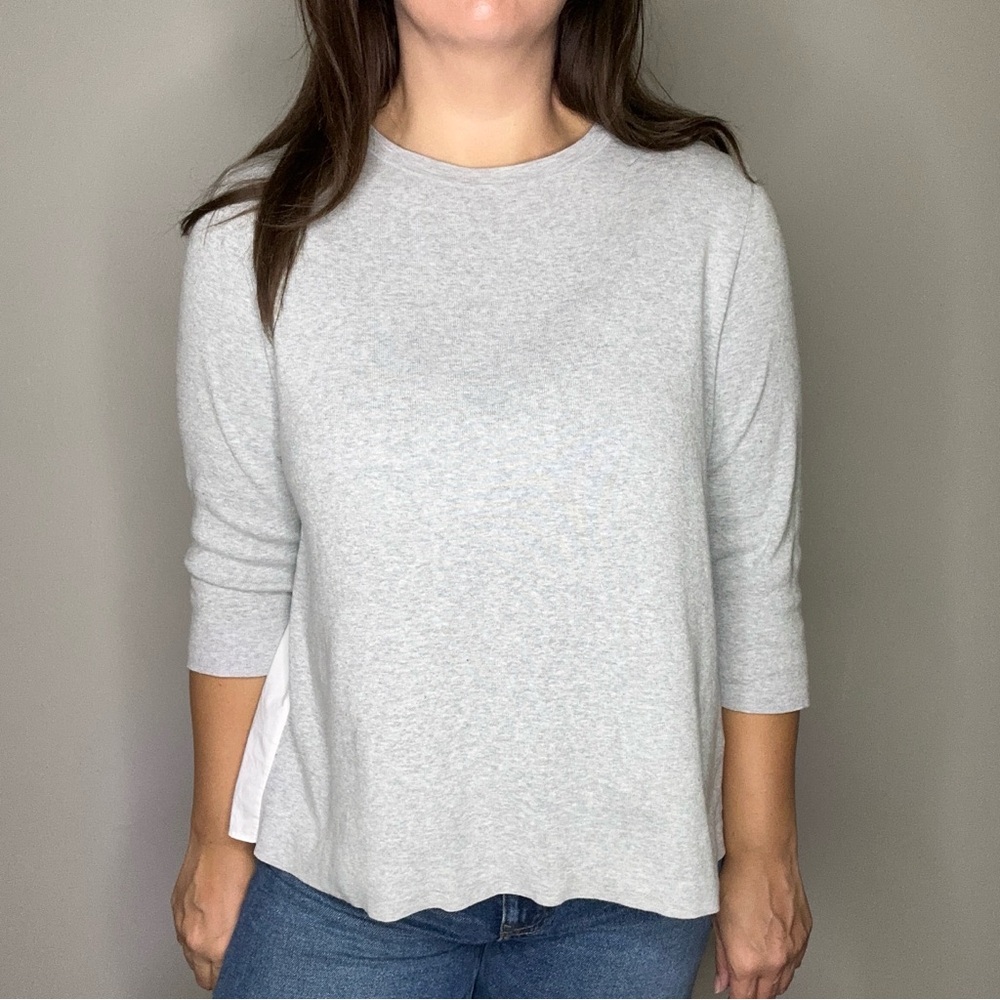 COS Gray Cotton Sweater Layered Shirt Hem Detail Size M